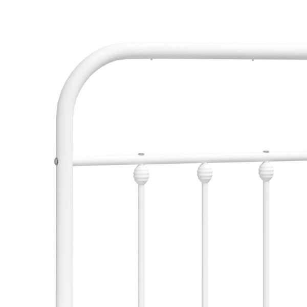 vidaXL Metal Bed Frame with Headboard and Footboard White 53.1"x74.8" - Image 9