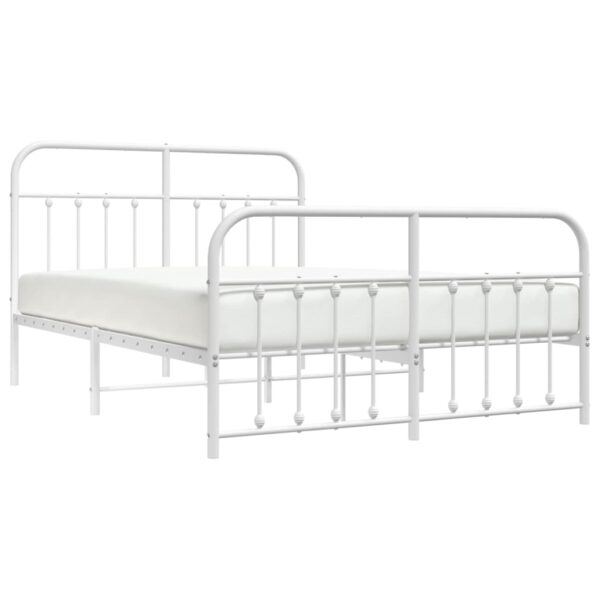 vidaXL Metal Bed Frame with Headboard and Footboard White 59.1"x78.7" - Image 3