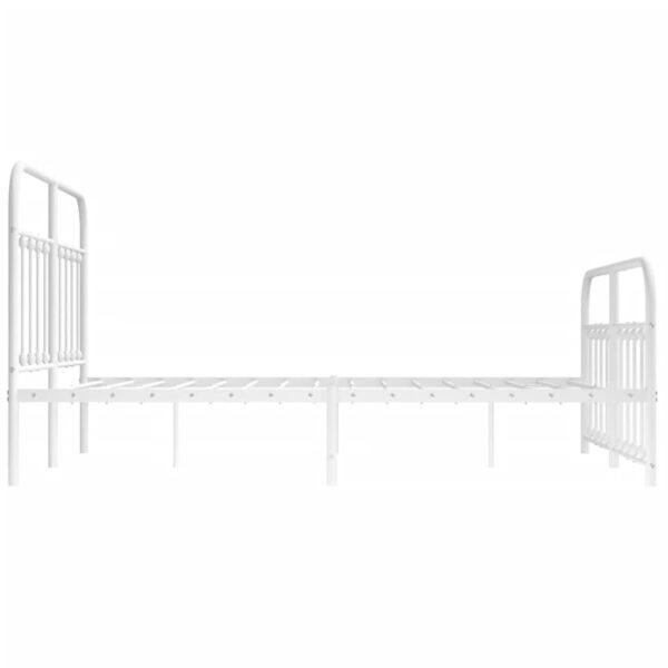 vidaXL Metal Bed Frame with Headboard and Footboard White 59.1"x78.7" - Image 7