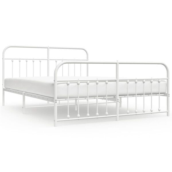 vidaXL Metal Bed Frame with Headboard&Footboard White 72"x83.9" California King - Image 2