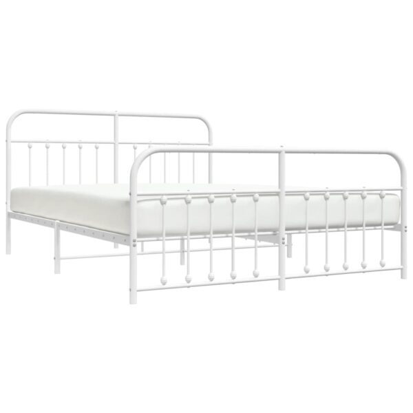 vidaXL Metal Bed Frame with Headboard&Footboard White 72"x83.9" California King - Image 3