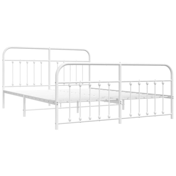 vidaXL Metal Bed Frame with Headboard&Footboard White 72"x83.9" California King - Image 5