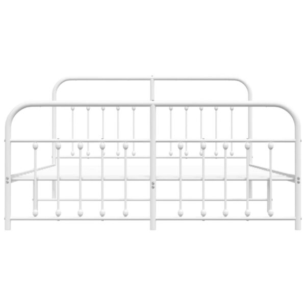 vidaXL Metal Bed Frame with Headboard&Footboard White 72"x83.9" California King - Image 6