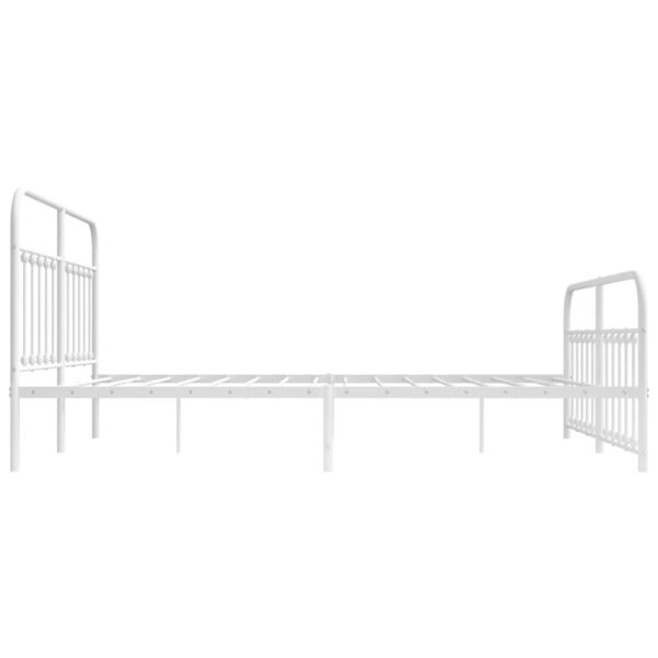 vidaXL Metal Bed Frame with Headboard&Footboard White 72"x83.9" California King - Image 7