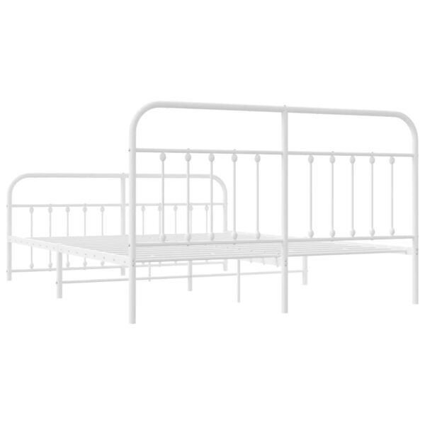 vidaXL Metal Bed Frame with Headboard&Footboard White 72"x83.9" California King - Image 8