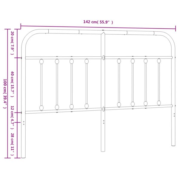 vidaXL Metal Headboard White 53.1" - Image 7