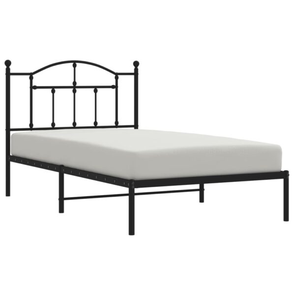 vidaXL Metal Bed Frame with Headboard Black 39.4"x74.8" Twin - Image 3