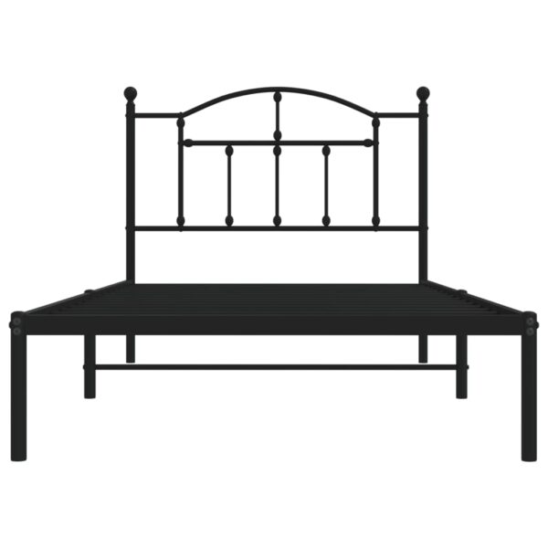 vidaXL Metal Bed Frame with Headboard Black 39.4"x74.8" Twin - Image 5