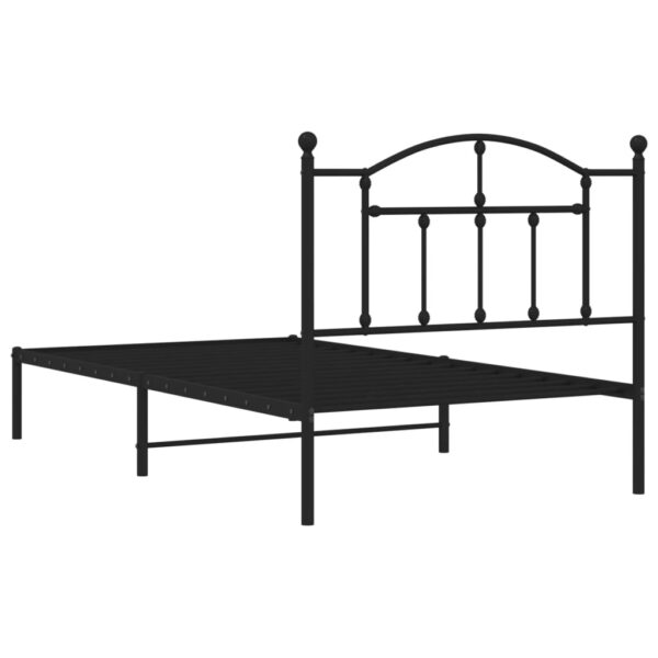 vidaXL Metal Bed Frame with Headboard Black 39.4"x74.8" Twin - Image 7