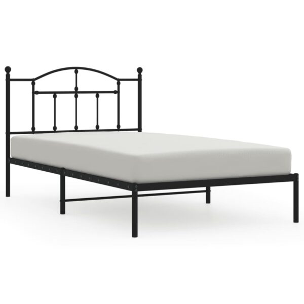 vidaXL Metal Bed Frame with Headboard Black 39.4"x78.7" - Image 2