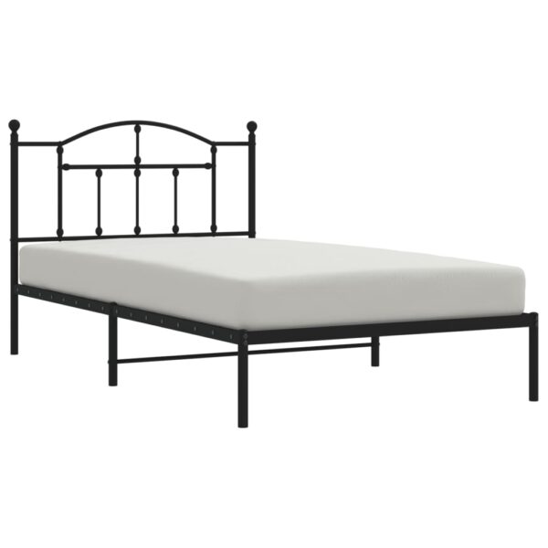 vidaXL Metal Bed Frame with Headboard Black 39.4"x78.7" - Image 3