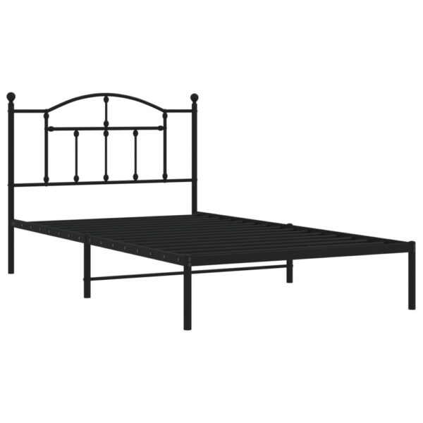 vidaXL Metal Bed Frame with Headboard Black 39.4"x78.7" - Image 4