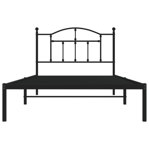 vidaXL Metal Bed Frame with Headboard Black 39.4"x78.7" - Image 5