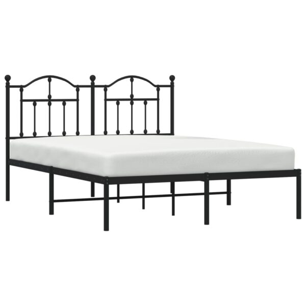 vidaXL Metal Bed Frame with Headboard Black 53.1"x74.8" - Image 3