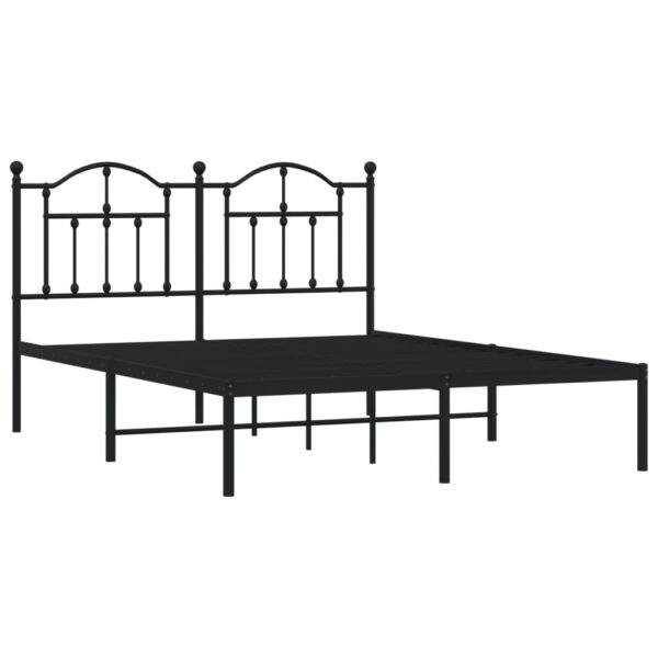 vidaXL Metal Bed Frame with Headboard Black 53.1"x74.8" - Image 4