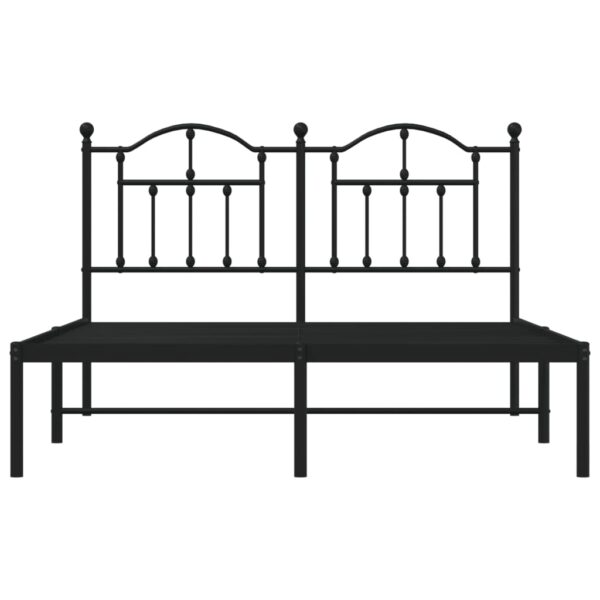 vidaXL Metal Bed Frame with Headboard Black 53.1"x74.8" - Image 5