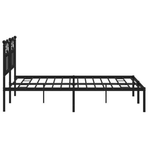 vidaXL Metal Bed Frame with Headboard Black 53.1"x74.8" - Image 6