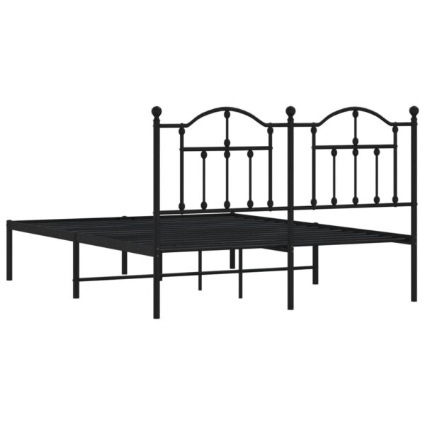 vidaXL Metal Bed Frame with Headboard Black 53.1"x74.8" - Image 7