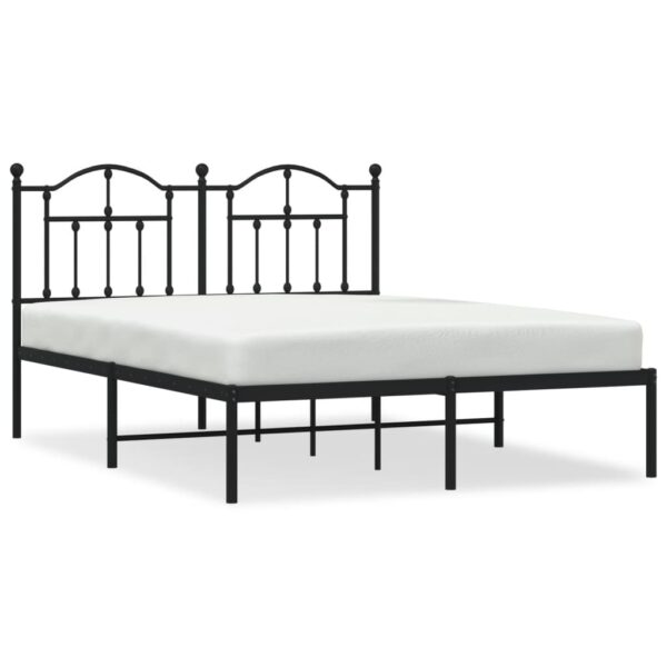 vidaXL Metal Bed Frame with Headboard Black 59.1"x78.7" - Image 2