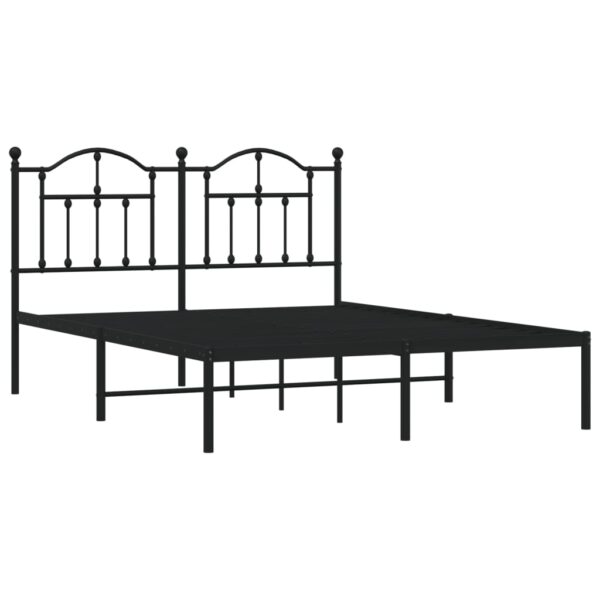 vidaXL Metal Bed Frame with Headboard Black 59.1"x78.7" - Image 4