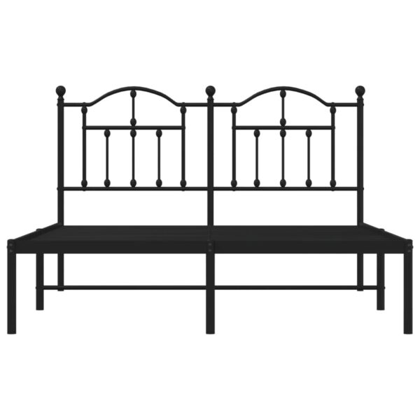 vidaXL Metal Bed Frame with Headboard Black 59.1"x78.7" - Image 5