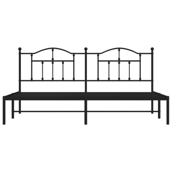 vidaXL Metal Bed Frame with Headboard Black 76"x79.9" King - Image 5