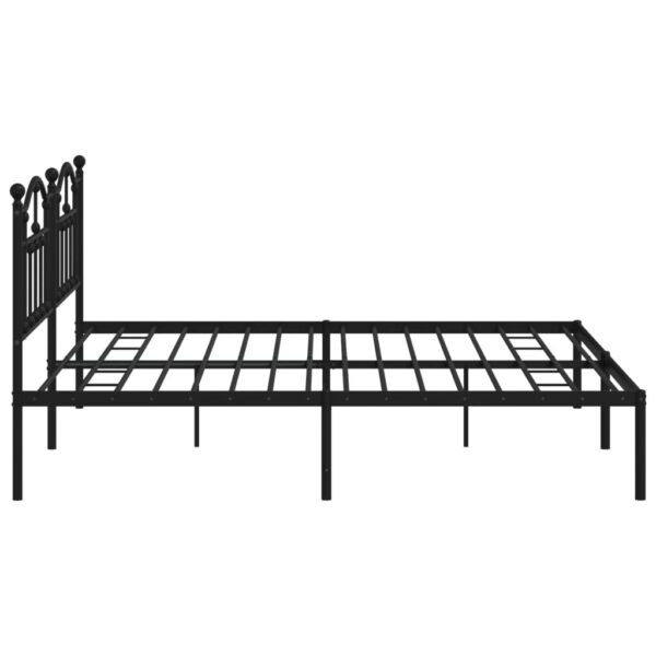 vidaXL Metal Bed Frame with Headboard Black 76"x79.9" King - Image 6