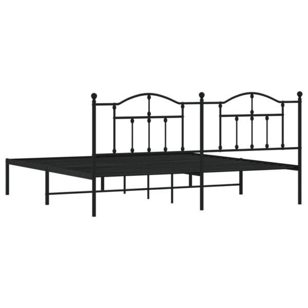 vidaXL Metal Bed Frame with Headboard Black 76"x79.9" King - Image 7