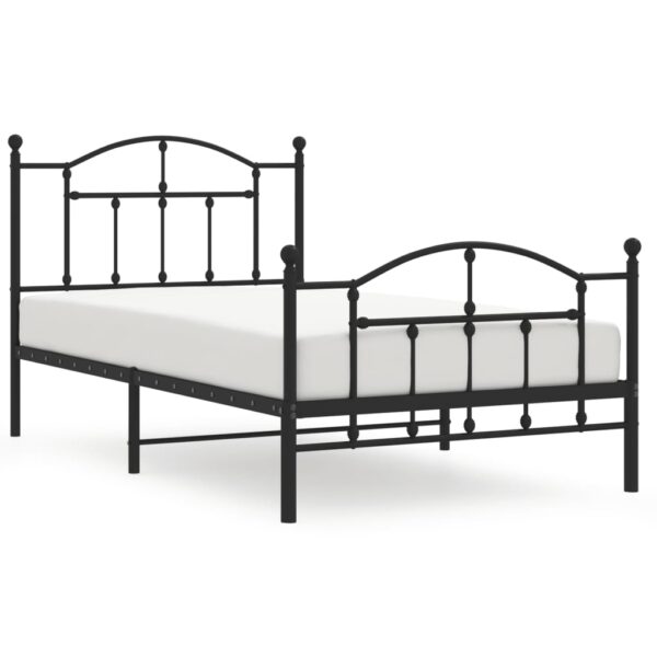 vidaXL Metal Bed Frame with Headboard and Footboard Black 39.4"x74.8" Twin - Image 2