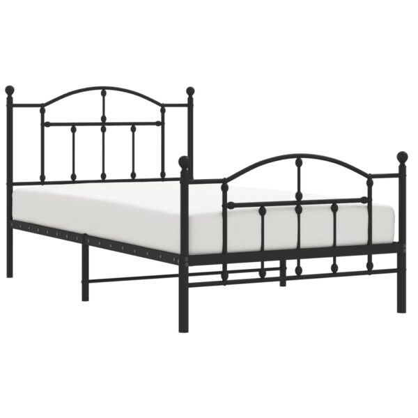 vidaXL Metal Bed Frame with Headboard and Footboard Black 39.4"x74.8" Twin - Image 3