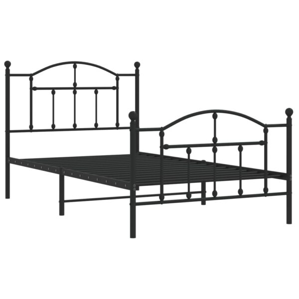 vidaXL Metal Bed Frame with Headboard and Footboard Black 39.4"x74.8" Twin - Image 4