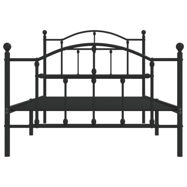 vidaXL Metal Bed Frame with Headboard and Footboard Black 39.4"x74.8" Twin - Image 5