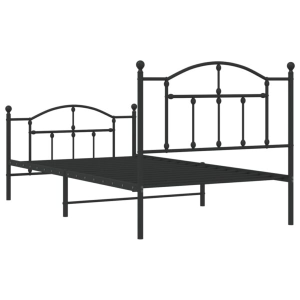 vidaXL Metal Bed Frame with Headboard and Footboard Black 39.4"x74.8" Twin - Image 7