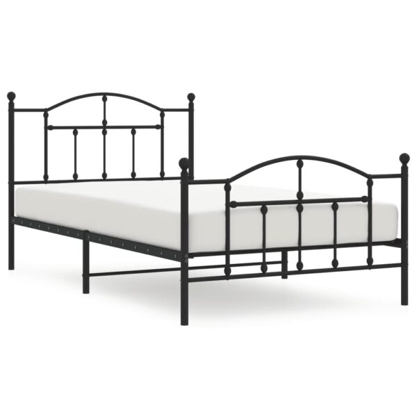 vidaXL Metal Bed Frame with Headboard and Footboard Black 39.4"x78.7" - Image 2