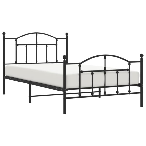 vidaXL Metal Bed Frame with Headboard and Footboard Black 39.4"x78.7" - Image 3