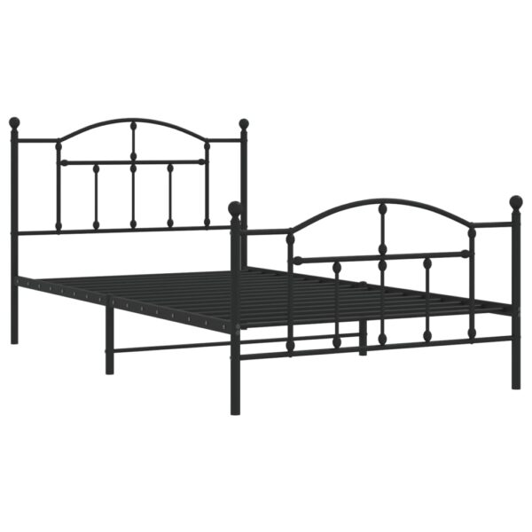 vidaXL Metal Bed Frame with Headboard and Footboard Black 39.4"x78.7" - Image 4