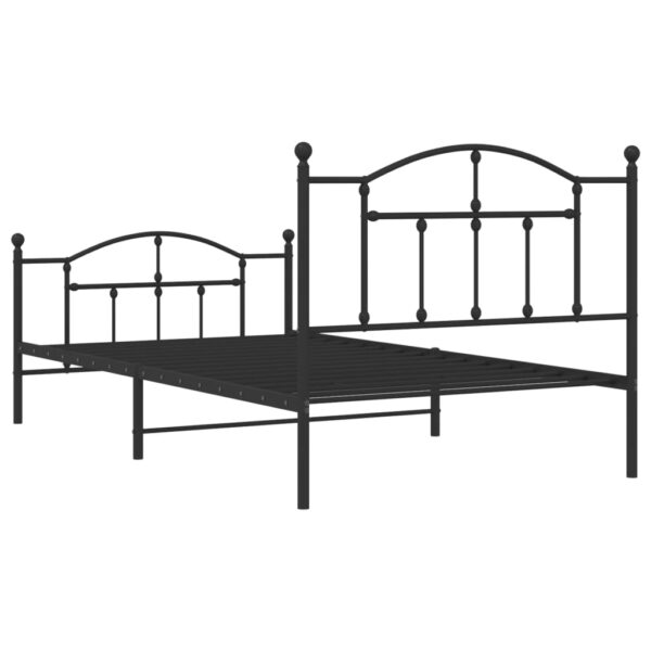 vidaXL Metal Bed Frame with Headboard and Footboard Black 39.4"x78.7" - Image 7