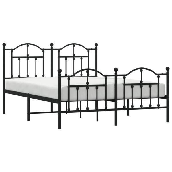 vidaXL Metal Bed Frame with Headboard and Footboard Black 53.1"x74.8" - Image 3