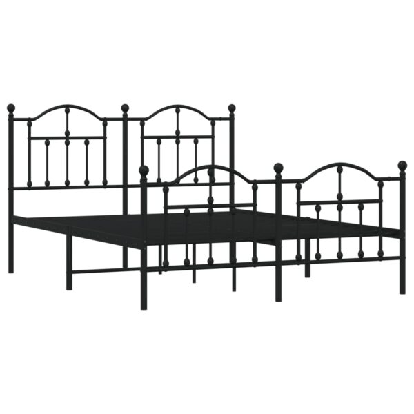 vidaXL Metal Bed Frame with Headboard and Footboard Black 53.1"x74.8" - Image 4