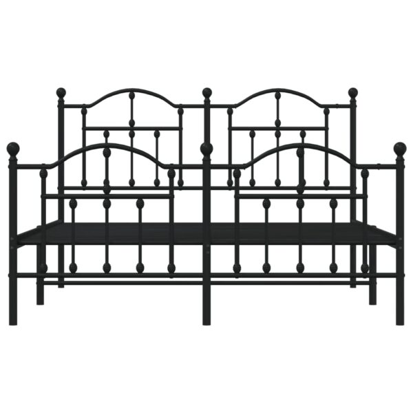 vidaXL Metal Bed Frame with Headboard and Footboard Black 53.1"x74.8" - Image 5