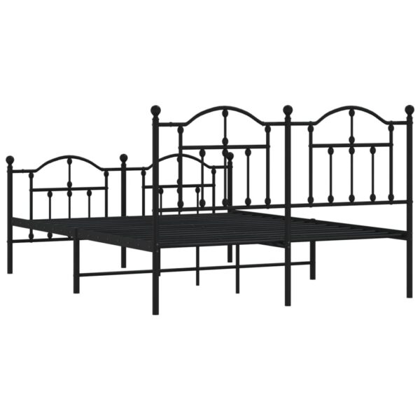 vidaXL Metal Bed Frame with Headboard and Footboard Black 53.1"x74.8" - Image 7