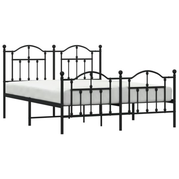 vidaXL Metal Bed Frame with Headboard and Footboard Black 59.1"x78.7" - Image 3