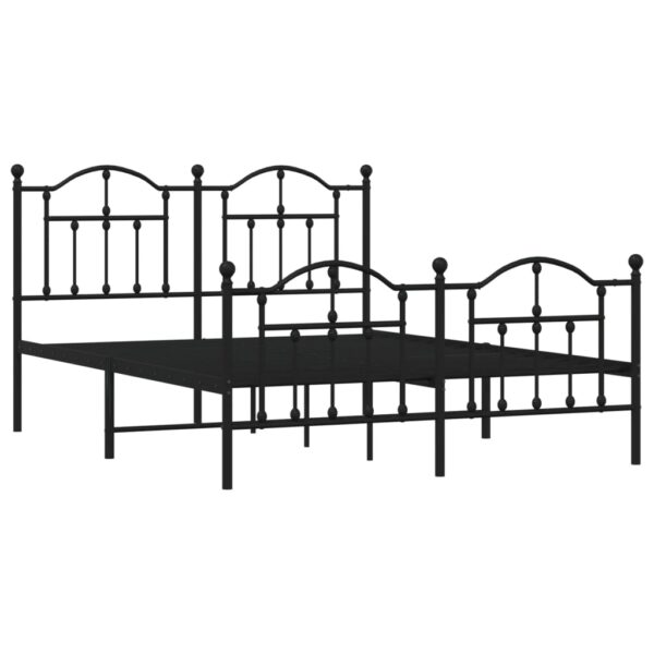 vidaXL Metal Bed Frame with Headboard and Footboard Black 59.1"x78.7" - Image 4