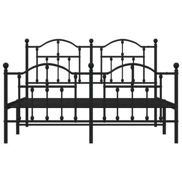 vidaXL Metal Bed Frame with Headboard and Footboard Black 59.1"x78.7" - Image 5