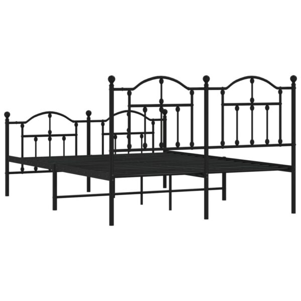 vidaXL Metal Bed Frame with Headboard and Footboard Black 59.1"x78.7" - Image 7