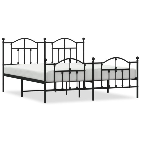 vidaXL Metal Bed Frame with Headboard&Footboard Black 72"x83.9" California King - Image 2