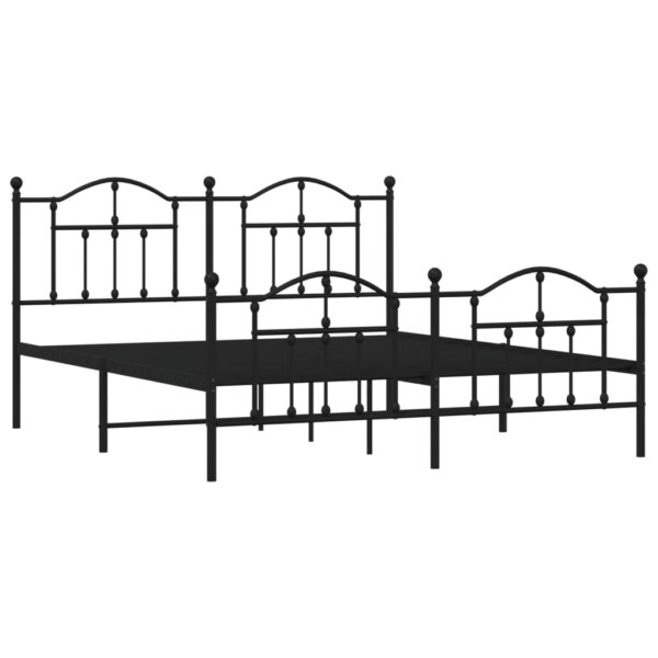 vidaXL Metal Bed Frame with Headboard&Footboard Black 72"x83.9" California King - Image 4