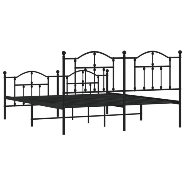 vidaXL Metal Bed Frame with Headboard&Footboard Black 72"x83.9" California King - Image 7