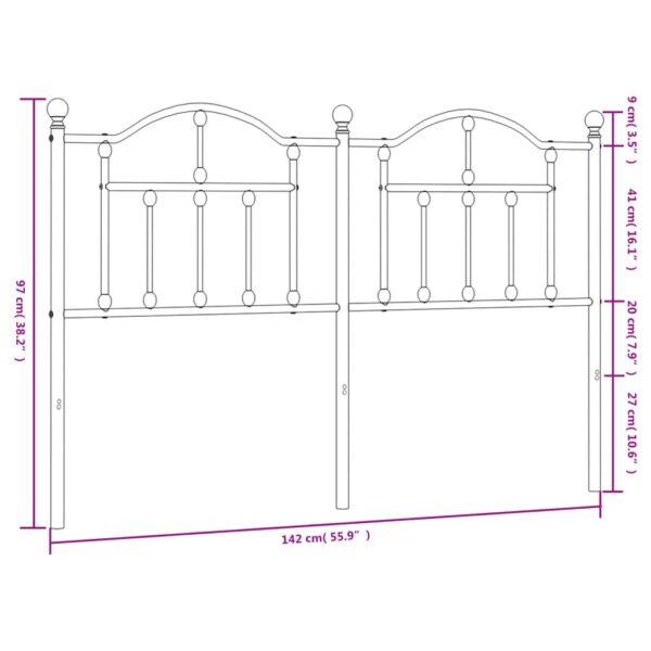 vidaXL Metal Headboard Black 53.1" - Image 6