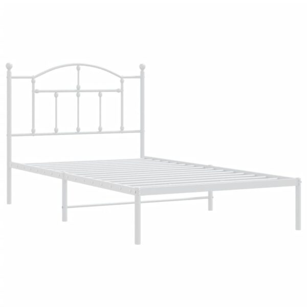 vidaXL Metal Bed Frame with Headboard White 39.4"x74.8" Twin - Image 4